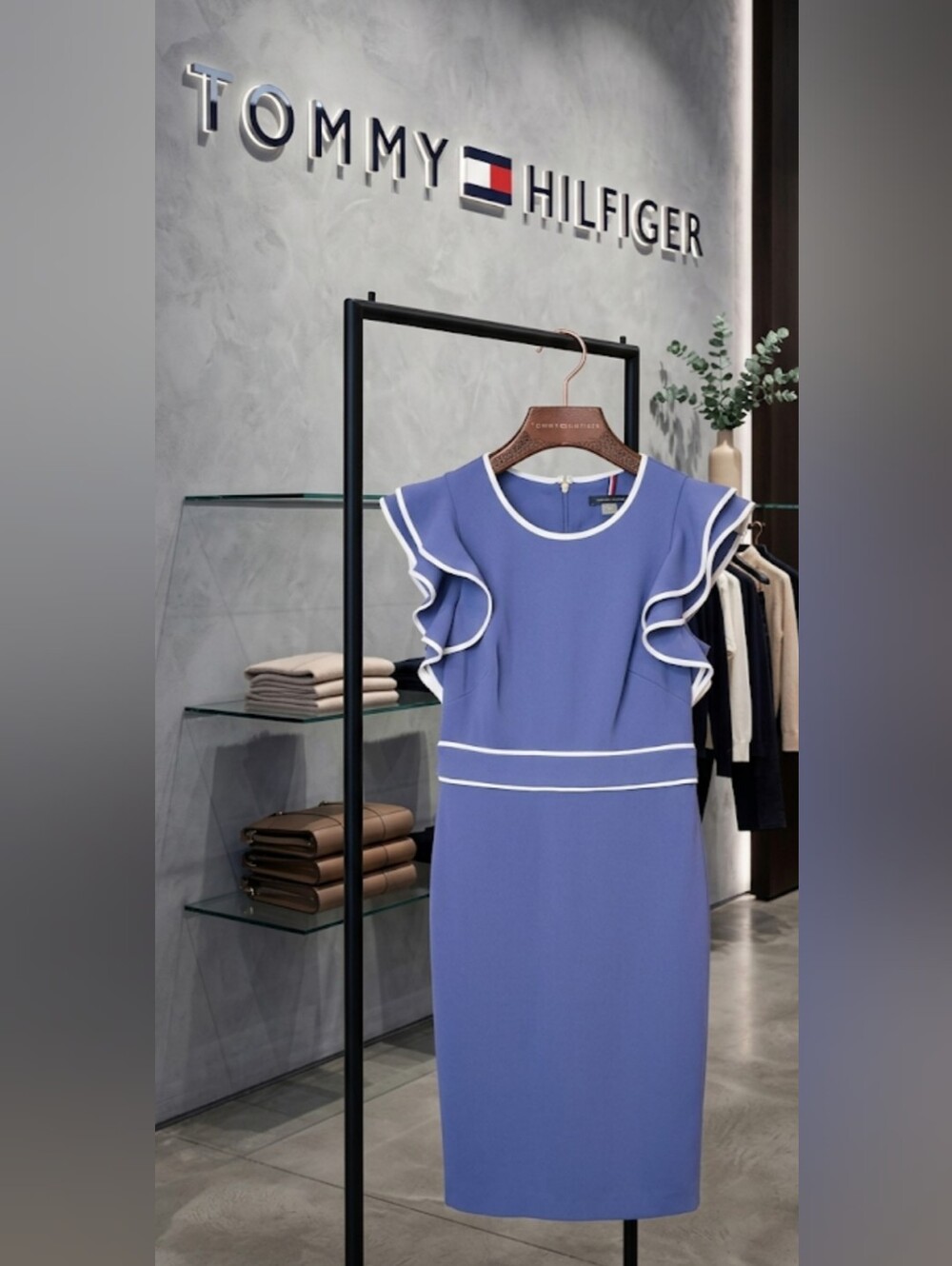 Tommy Hilfiger Periwinkle Ruffle-Sleeve Sheath Dress